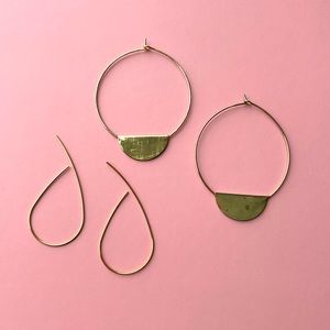 Hoop earrings 2 pair gold color large and medium size boho design